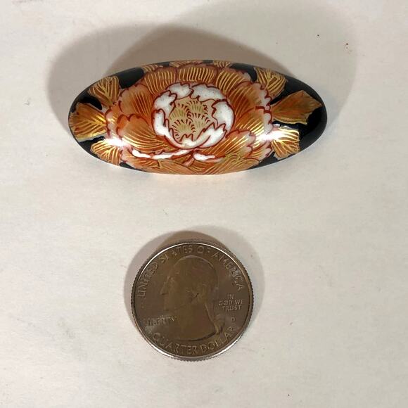 Obidome Brooch Kimono Sash Clip Japan Antique Flower Gold Obi Dome Red Gold - Picture 2 of 11